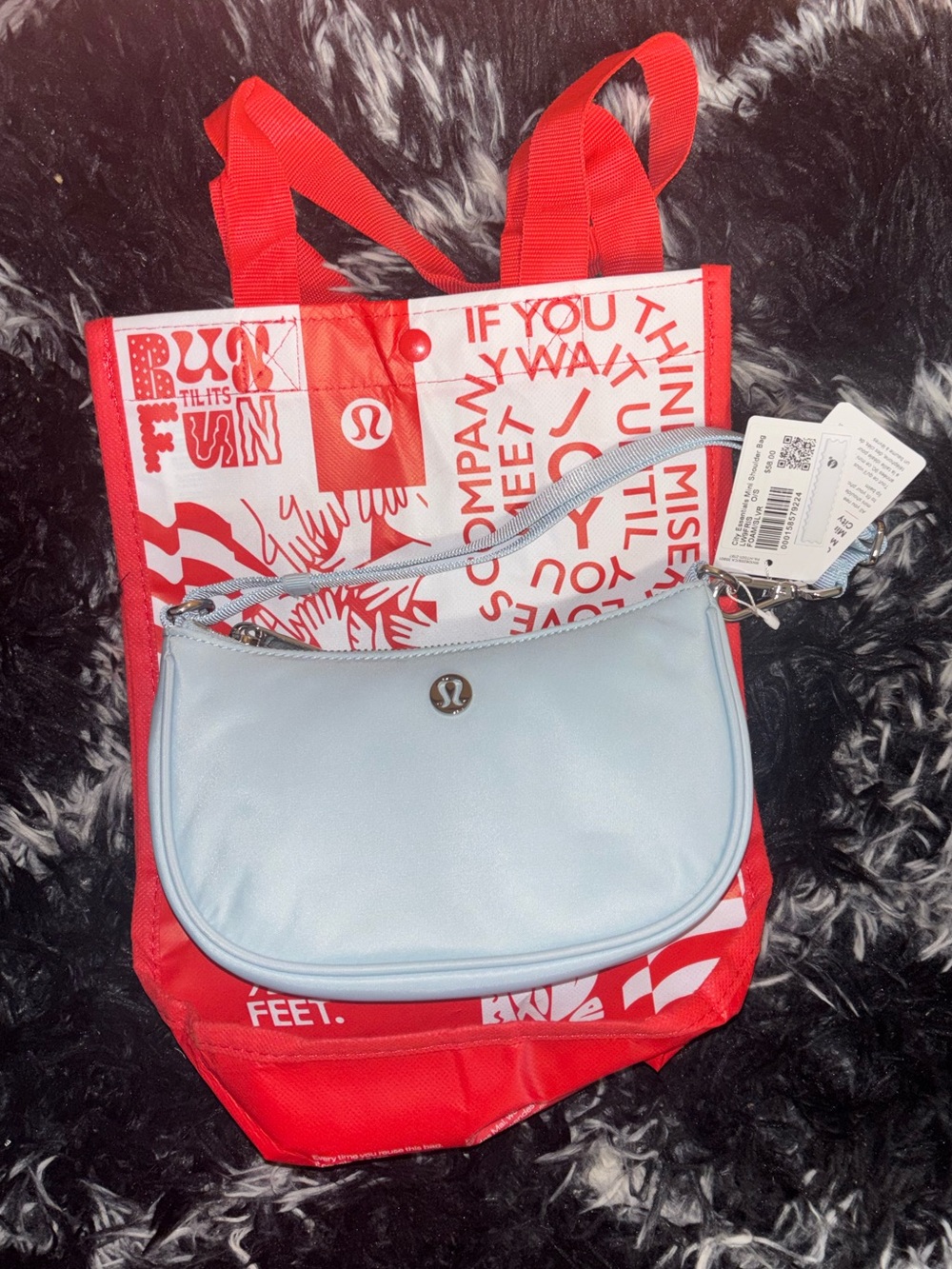 lululemon athletica Light Blue Crossbody Pouch with Slvr/Blue. NWT. UNUSED.